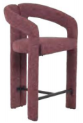 Tabouret de bar moderne entièrement rembourré pour hôtel, avec dossier ouvert en tissu, style luxe