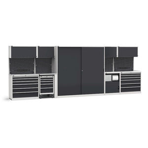 Mobilier d'atelier modulaire Fami GARAGE108 avec plateau en acier inoxydable, 5508x695x2000mm - Product Image 1