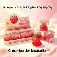 ASMR Geluid Knapperige Aardbei Bouwsteen Squishy Knijpspeeltje Simulatie Fruit Fidget Speelgoed Zacht TPR Stressverlichtend Speelgoed Kinderen