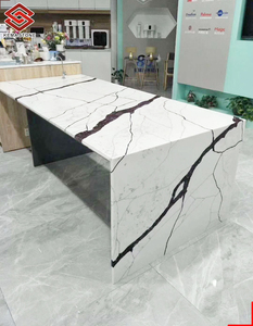 Nuovi Tavoli da Cucina e Sala da Pranzo con Piano in <span class=keywords><strong>Quarzo</strong></span> Bianco Calacatta con Venature Nere - Product Image 1
