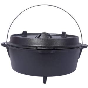 Horno holandés de hierro fundido presazonado DB con tapa de sartén, olla profunda para acampar al aire libre para sopa y Stock para chimenea, cocinar, barbacoa, hornear - Product Image 5