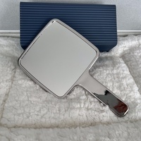 Miroir de maquillage compact portable haute définition personnalisé à une face avec poignée, personnalisation du logo disponible, format de poche