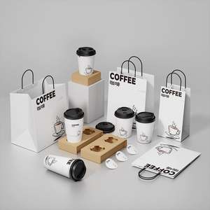 Sac à emporter en papier kraft avec logo personnalisé, style classique, pour un, deux ou quatre gobelets de café, emballage de boisson, sac fourre-tout - Product Image 2