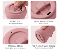 Gobelet à café pliable en silicone portable de 12 oz, tasse de voyage réutilisable sans BPA avec couvercle