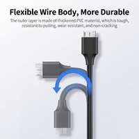 Câble de disque dur externe USB 3.0 Type-C Micro-B haute vitesse, matériau PVC, conducteur en cuivre pur, blindé, pour ordinateurs portables, appareils photo