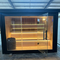 Sauna Kayu Solid Berkualitas Tinggi Desain Khusus untuk Penggunaan Luar Ruangan Sauna Uap Tradisional untuk 4 Orang dengan Pemanas Listrik