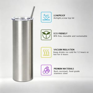 Gobelets de sublimation 20 oz en gros, noirs, fins et droits, en acier inoxydable à double paroi, pour transfert thermique, bouteille d'eau sport, vierges en boîte - Product Image 2