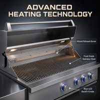Cuisine extérieure robuste avec barbecue intégré haute performance, plaque de cuisson en acier inoxydable à 4 brûleurs avec tournebroche et brûleur arrière