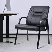 CLATINA Fauteuil de bureau exécutif en cuir robuste grande taille et grande capacité (500 lbs) pour personnes obèses, avec accoudoirs, sans roulettes, fixe, pour hall/conférence