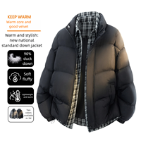 Veste d'hiver pour homme à col montant, style rétro décontracté, personnalisable avec logo, coupe-vent, anti-froid, effet deux pièces