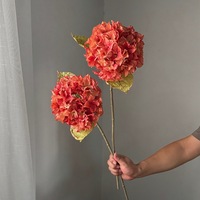 Bunga Hydrangea Artificial Sutra dengan Sentuhan Realistis dan Tepi Terbakar, Simulasi Ranting Bunga untuk Dekorasi Rumah, Pernikahan, dan Pesta