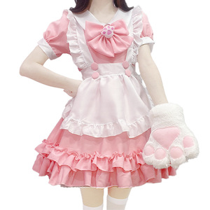 Lindo Vestido de Falda de Sirvienta Lolita con Lazo de Pata de Gato Rosa para Cosplay de Anime y Juego de Rol 14+ Primavera 2025 - Product Image 5