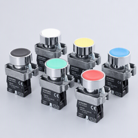 Interrupteur à bouton-poussoir plat en métal de 22 mm, série XB2, bouton-poussoir momentané, à réinitialisation automatique/autobloquant, contact auxiliaire NO NC