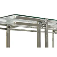 Table basse en acier inoxydable avec plateau en verre 120x60x45cm finition argentée