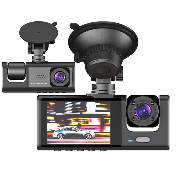 Three Cameras 150 Degree Wide Angle HD 1080P Dash Cam with IPS Screen 1 Year Warranty 3- Car Black Box