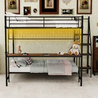 Lit superposé en métal double avec bureau intégré et éclairage LED, design gain de place pour enfants et adolescents, ODM/OEM disponible