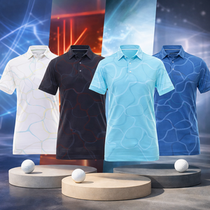 Chemises polo pour homme en polyester et coton, style luxueux, respirantes, à manches courtes, avec logo brodé, personnalisables - Product Image 1