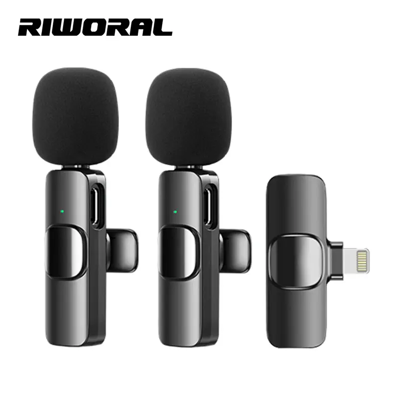 K2TC Mobile Phone Wireless Lavalier Microphone Live USB Type C Mic Portable Wireless Stereo Lavalier Microphone