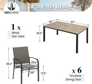 <span class=keywords><strong>Tavolo</strong></span> Rettangolare Moderno PRUNIA in Alluminio con Foro per Ombrellone e 6 <span class=keywords><strong>Sedie</strong></span> con Braccioli, Set da Esterno per Patio, <span class=keywords><strong>Giardino</strong></span> e Veranda - Product Image 3