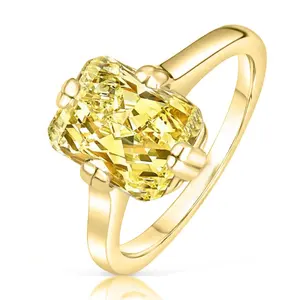 14k 18k emas Vermeil disesuaikan Baguette Topaz Cz Harga kristal kuning 925 perak murni cincin berlapis emas