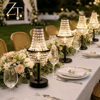 Lampes de table sans fil IP65 en cristal noir, simples, pour centres de table de mariage et de fête, avec contrôle tactile, écologiques, flexibles, alimentation CC