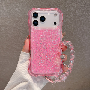 Funda para Teléfono Móvil con Brillantina y Cadena, 3 en 1, para iPhone 17 16 Pro Max, con Correa y Protección Antigolpes - Product Image 5