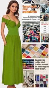 Elegante verde fuera del hombro Maxi vestido de tirantes finos plisado corsé vestido de noche Formal verano <span class=keywords><strong>boda</strong></span> invitado <span class=keywords><strong>traje</strong></span> - Product Image 3