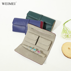 WEIMEI Factory Price Bulk Premium Litchi Texture PU Leather Multi-functional Foldable <b>Ring</b> Earring Jewelry Travel Pouch - Product Image 4