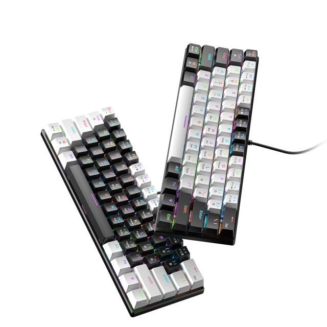 BD61S Portable USB 61 Keys Wired Gaming Anti-Ghosting Hotswappable Red Switch Quiet 60% RGB Backlit Mechanical Keyboard