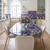 Meubles de salle à manger de luxe, table à manger en pierre d'agate violette pour maison, villa, hôtel
