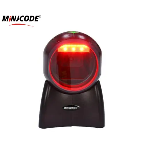 MJ9320 1d 2d Barcode-Scaner Desktop Omnidirectional untuk layar telepon Supermarket Platform Barcode Usb pemindai otomatis