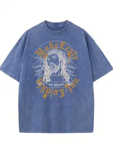 Chất lượng cao Heavyweight 280gsm cotton <span class=keywords><strong>Drop</strong></span> Shoulder Streetwear axit rửa Ngắn Tay Áo DTG Puff in quá khổ cho nam giới áo thun - Product Image 2