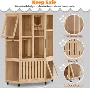 Ruime Multifunctionele Gesloten Kattenvilla Comfortabel Ontwerp Indoor Houten Nest Voor Katten Honden Duurzaam Bamboe Voor Woonkamer - Product Image 5