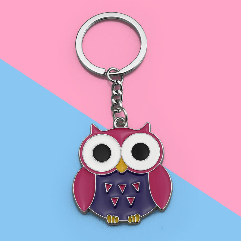 Cute Metal 3D Keychains Owl Star Key Ring Night Owl Gifts