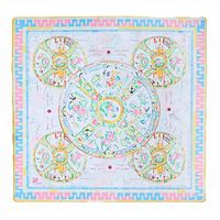 Reproduction d'un tapis de mahjong en velours cristal de style cubain, avec une tête de léopard et des fleurs de lotus rouges, portable et pliable
