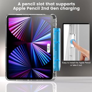 Étui fin de haute qualité pour tablette <span class=keywords><strong>iPad</strong></span> 9e/8e/7e génération 2022/2020/2019 10,2'' Coque rigide transparente en PC avec support pour stylet - Product Image 3