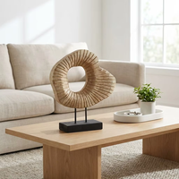Sculpture en bois organique irrégulière, pièce d'art abstraite cannelée, base de table basse/console de style ferme moderne, décoration artisanale