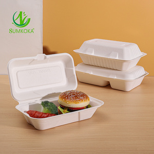 Canne à sucre Bagasse Clamshell Emballages Biodégradables Compostables Alimentaire Hamburger Boîte De <span class=keywords><strong>Menu</strong></span> - Product Image 2