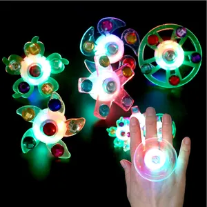 Promotional Holiday Party Gifts Glow Spinning Top Jelly Rings Kids LED Light Up Toys