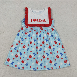 ชุดเดรสและชุดรอมเปอร์เด็กผู้ชายและเด็กผู้หญิงลาย I Love USA สำหรับวันชาติอเมริกา 4 กรกฎาคม สไตล์ลำลอง เป็นมิตรกับสิ่งแวดล้อม รุ่นใหม่ล่าสุด - Product Image 2