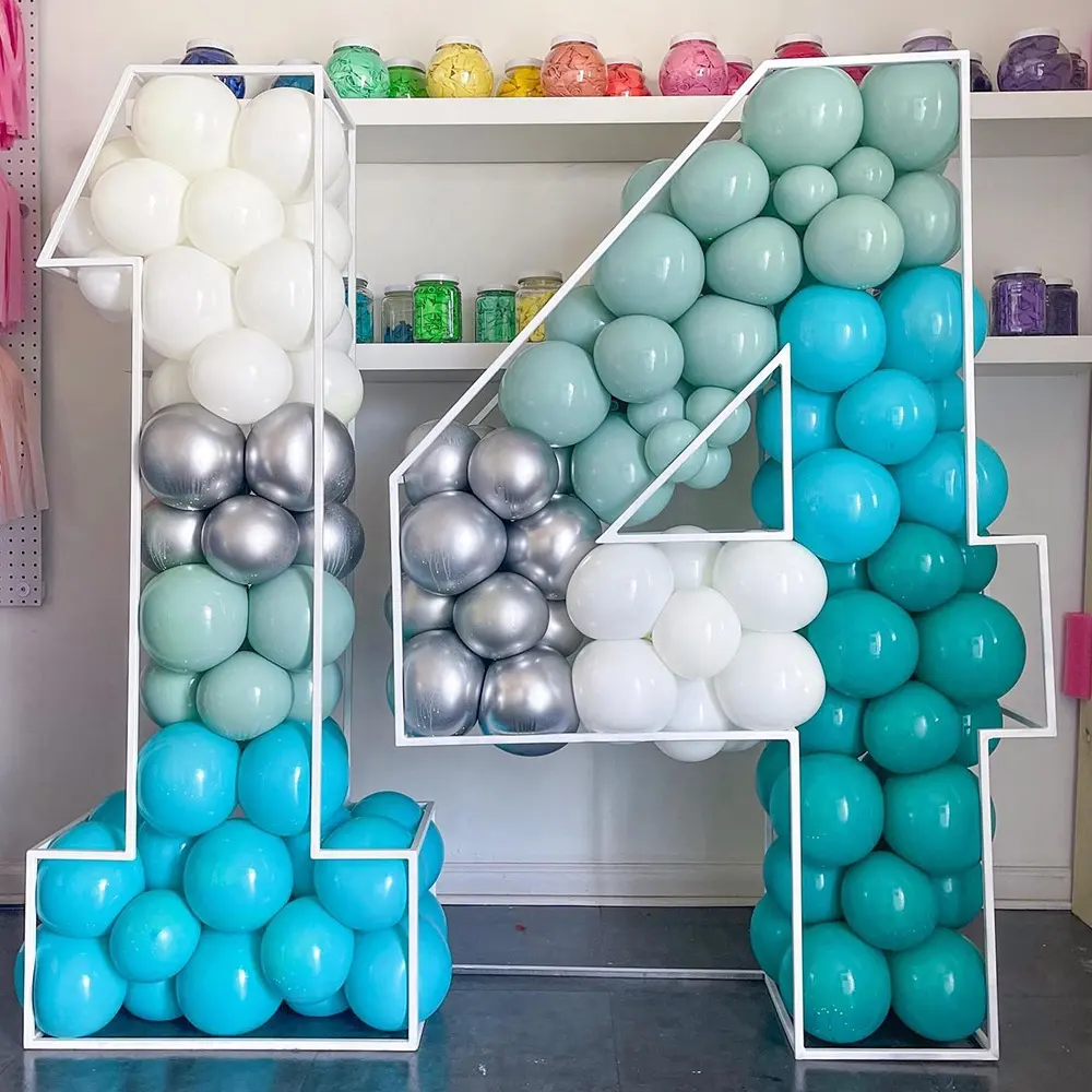 neue produkte personalisierte metallrahmenzahlen mit ballons für hochzeit geburtstag party dekorationen