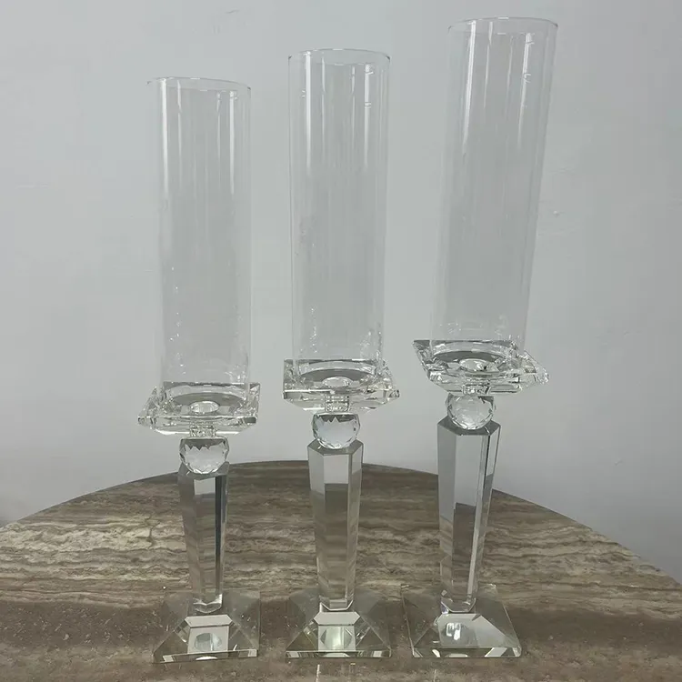 Lindo conjunto de 3 peças de suporte de vela, tubo de vidro, suporte de velas para casamento, decoração de mesa