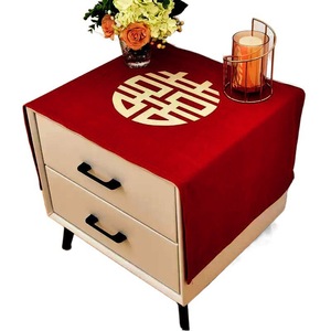 Red Printed Double Happiness <b>Tablecloth</b> Square Polyester Wedding Dustproof Cover for Bedside Table Refrigerator Washing Machine - Product Image 5