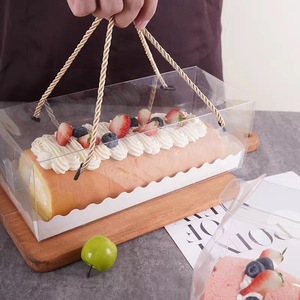 Eco-friendly Disposable Food Grade Baking Packaging Clear Cake for Full <strong>Roll</strong> <strong>Box</strong> with Handle for Sandwich Pizza &amp; Bread - Product Image 5