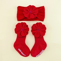 Conjunto de Gorro y Calcetines con Decoración Floral Estilo Princesa para Bebés, Ideal para Uso Diario