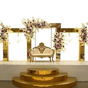 Soporte Rectangular de Acero Inoxidable para Fondo de Boda, Acabado Espejo Dorado Brillante, Alta Calidad - Product Image 1