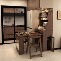Meuble de rangement multifonctionnel en bois sur mesure pour la maison, étagère organisatrice de café, table à manger escamotable et dissimulée pour petits espaces