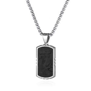 2025 New Men's Stainless Steel Beveled Camouflage Pattern Pendant Necklace Hiphop Style Trendy Geometric Link Chain Jewelry - Product Image 1
