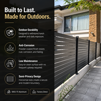 Clôture semi-privée à lattes horizontales en aluminium 6063-T5 sur mesure, revêtement poudré, panneaux de clôture de jardin modernes pour l'extérieur