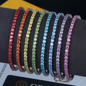 Factory Wholesale Women Jewelry Gra Vvs Moissanite Diamond Colorful Iced Out 925 Sterling Silver Silver Tennis <b>Bracelet</b> 2mm 3mm - Product Image 1